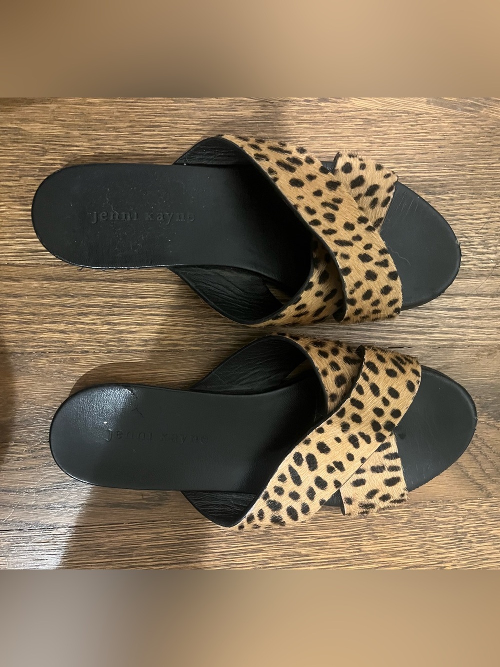 Jenni Kayne pony hair crossover sandal in leopard print